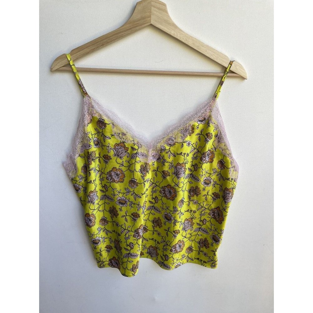 Victoria’s Secret Neon Yellow Pink Lace Trim Camisole Size XL